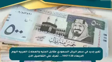 تغير جديد في سعر الريال السعودي مقابل الجنيه والعملات العربية اليوم الأربعاء 28-1-1447… تعرف على التفاصيل الآن